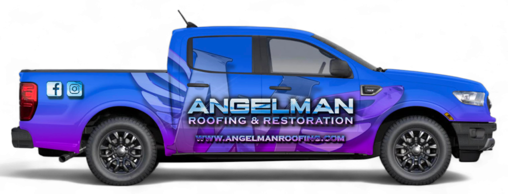Angelman roofing and restoration truck